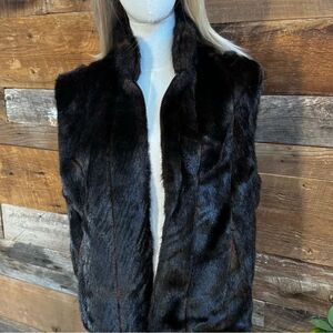 MARVIN RICHARDS Faux Fur REVERSIBLE Brown Black Vest Women's Med EUC
